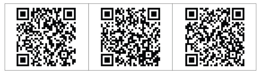 Fototapeta premium Four distinct qr code images displayed against a plain white background