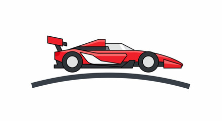 Fototapeta premium Red Formula 1 Race Car on Curved Track, Speeding Motion