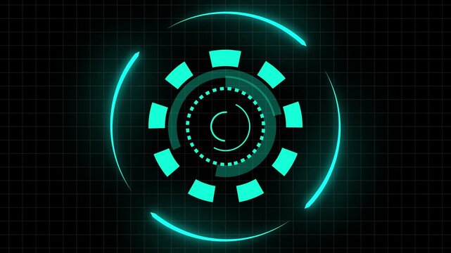 Futuristic digital interfaces rotate cyan mechanical cogs across a dark grid matrix. Advanced cyber operations command portals look incredible here. Tracking arrows stream.