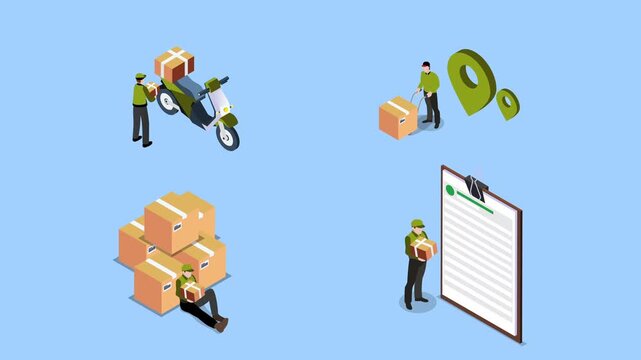 Express Delivery Service and Logistics 3d animation cartoon