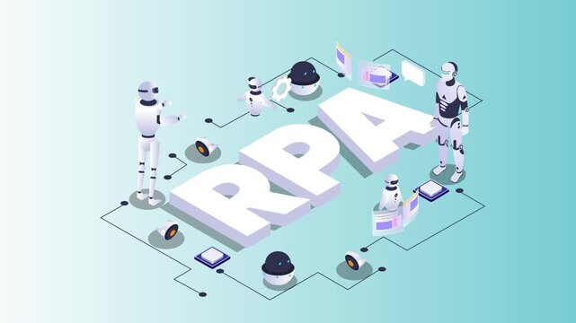 RPA Robotic Process Automation 3d animation cartoon