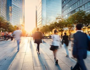 Blurred Motion of Urban Pedestrians Amidst Modern Architecture © berkay08