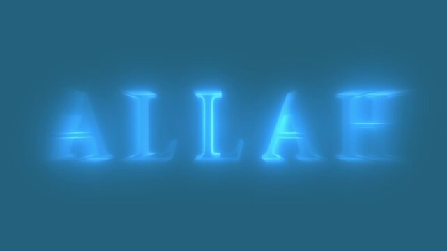 Islamic text layers celebrate sacred religious principles with blue neon lines. Spiritual documentary projects gain high visual value from this holy backdrop. Holy banners glow.