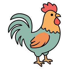 Rooster Cartoon Vector Illustration, Colorful Cockerel Character © phonesavanh