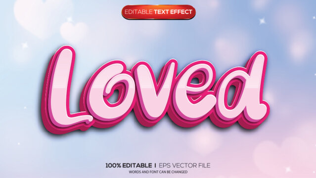 3d text effect loved theme