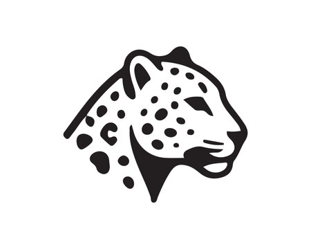 Leopard head side profile silhouette icon with predator wildlife silhouette
