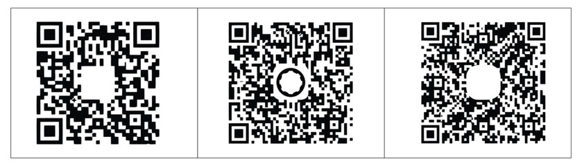 Fototapeta premium Three distinct qr code images presented in a white bordered format