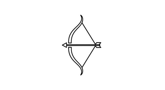 Simple black line art illustration of a classic archery bow