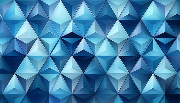 a digital 3d wallpaper featuring a geometric blue abstract pattern of origami triangles and crystal diamond shapes creates a light mosaic texture for a modern web backdrop