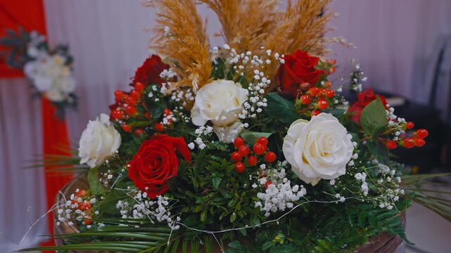 Elegant Red and White Floral Centerpiece for Wedding Reception