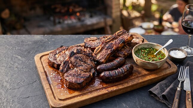 Gastronom&iacute;a uruguaya aut&eacute;ntica, asado tradicional, chivito y postre chaj&aacute; con estilo comercial y espacio negativo