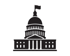 Us capitol building dome icon silhouette with building government architecture © Saim
