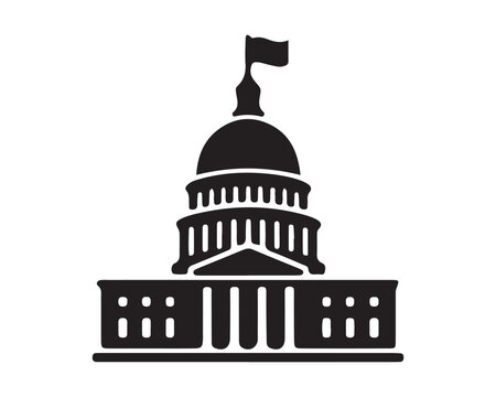 Us capitol building dome icon silhouette with building government architecture