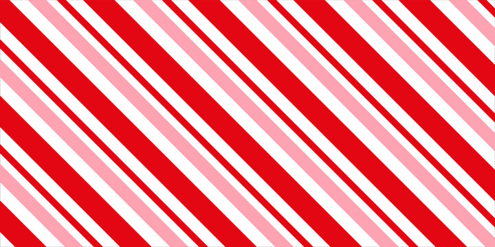 Candy cane Christmas background, peppermint diagonal stripes print seamless pattern. vector Eps 10