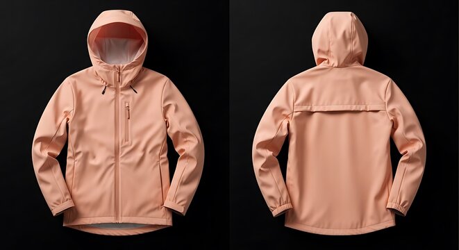 mockup of a peach color rain jacket