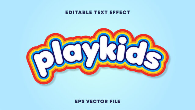 Playkids 3D Layered Colorful Editable Text Effect Vector
