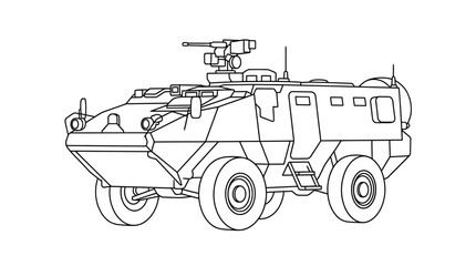 Armored Personnel Carrier Outline Vector Illustration © Bilya 01
