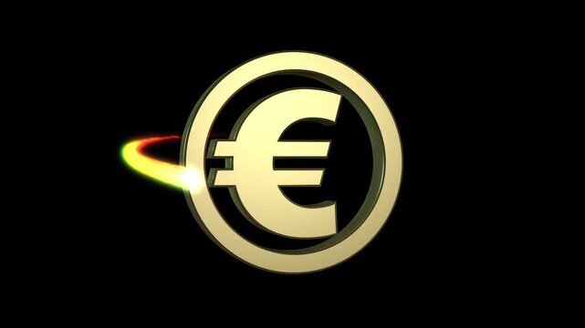 Bronze Euro currency symbol rotating with a glowing orbital effect. Seamless looping animation for banking, finance, forex, investment and global economy.