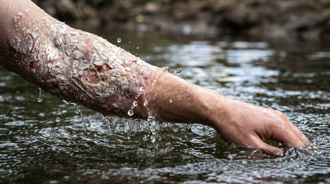 The Syrian commander Naaman miraculously healed of leprosy after dipping himself seven times in the muddy Jordan River