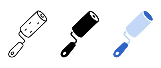 Lint roller icon set. Set of icons in various styles on a white background © Roman