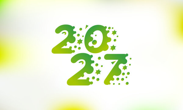 Happy New Year 2027 Orange Bubble Typography Design on Soft Pastel Background