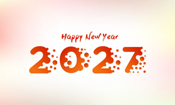 Creative 2027 Green Gradient Typography with Bubble and Sparkle Elements