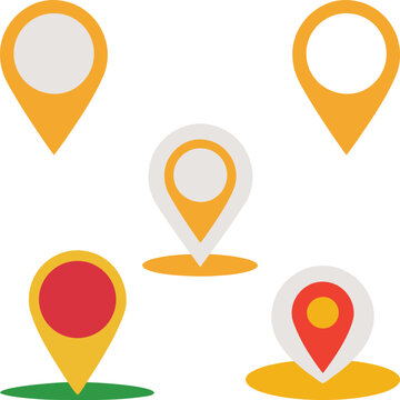 Location Pin Vector Icon Set For Map Navigation And GPS UI Design
