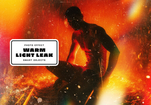 Warm Light Leak Photo Effect For Poster And Social Media Design