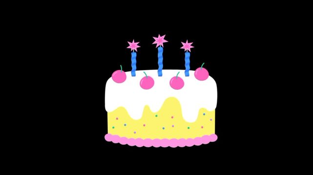 Happy birthday cake with candles 2d icon animation 