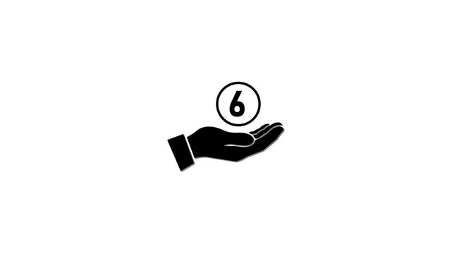 Minimalist 6 dice rolling on black background, with smooth motion, dice animation