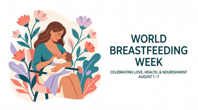 World breastfeeding week august event illustration for maternal health awareness