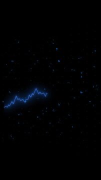Financial graph animation with blue chart Financial graph digital market data Financial graph business analytics graphic on black background with particles