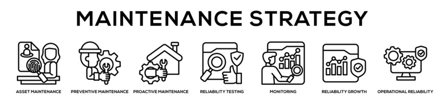 Maintenance Strategy web banner icon illustration concept