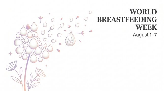 World breastfeeding week concept floral dandelion design august campaign poster