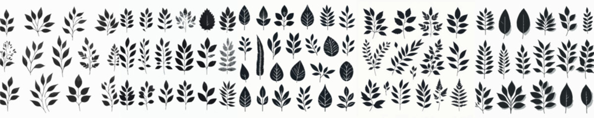 Fototapeta premium Leaf Silhouette Collection Vector Illustrations