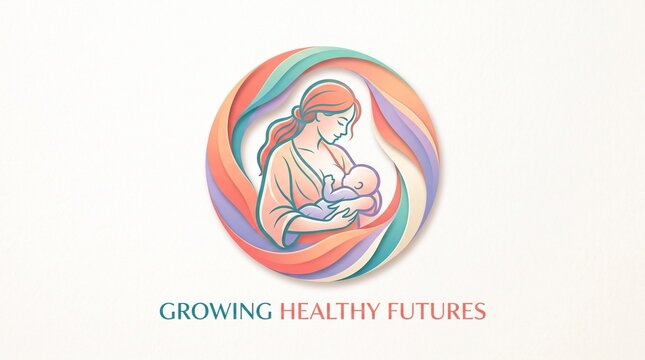 Mother breastfeeding baby watercolor illustration concept growing healthy futures