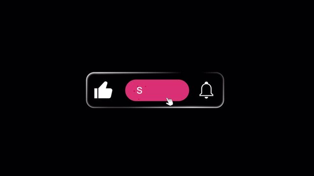 Animated YouTube subscribe button interaction with mouse cursor click.