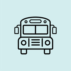 Fototapeta premium Front view of a school bus vector icon. Represents student transport, back to school, and educational institutions.