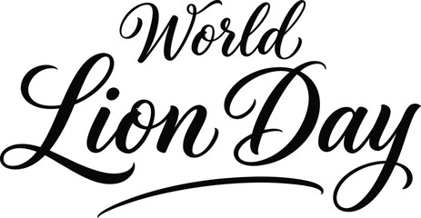 Minimal World Lion Day flowing calligraphic typography artwork for elegant commemorative vector graphic resource design © MDShoaibAkhter