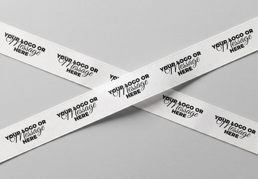 Two White Fabric Strippes Branding Mockup