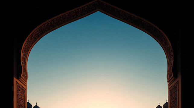 Ornate archway framing sunset view