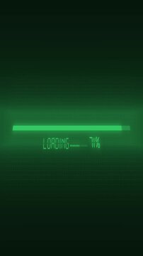 Loading bar animation with forty two percent Loading bar green progress indicator Loading bar digital interface graphic on black background for status
