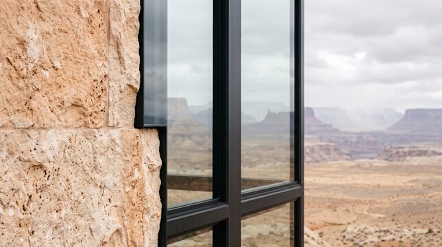 Modern Window Framing Desert Landscape Vista