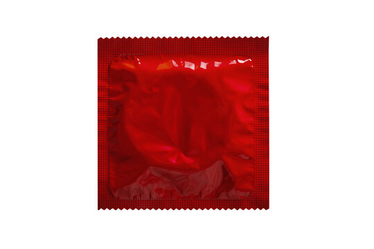Single red condom in a sealed wrapper isolated on transparent background, ideal for health, protection, and safe sex concepts.