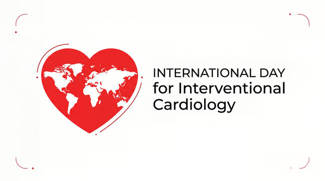 International day for interventional cardiology with global heart map graphic