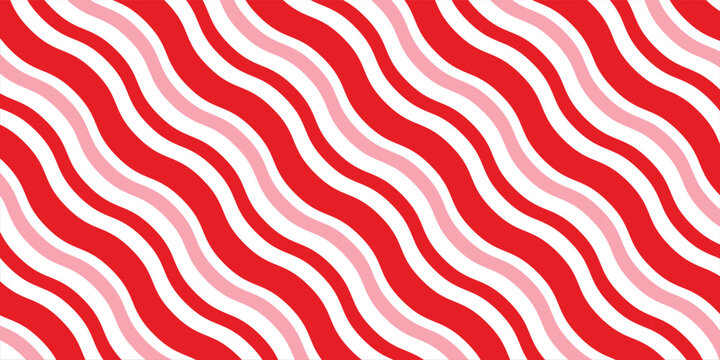 Candy cane Christmas background, peppermint diagonal stripes print seamless pattern