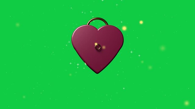 Glitter burst sparking halo maroon heart lock bobbing ring turning loop display transparent stage