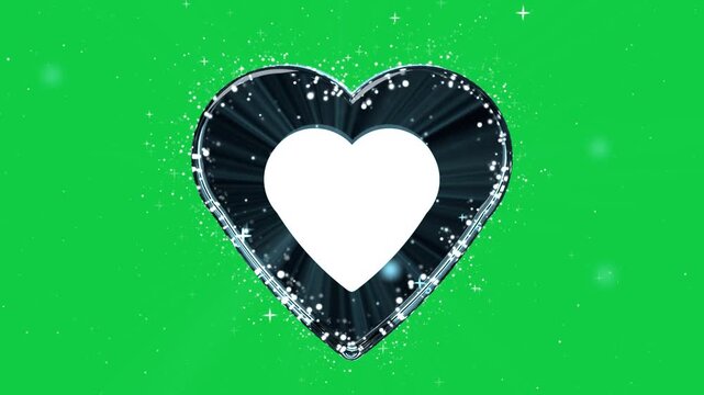 Heart icon glowing and emitting beams while transparent canvas shifting to cyan, highlighting heart