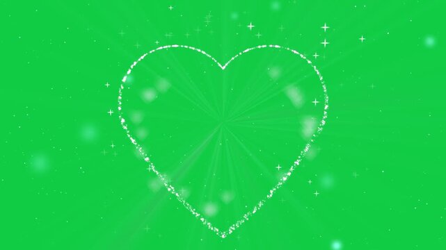 Neon heart pulsing, burst causing dotted heart spinning out, shifting to pastel, transparent bg