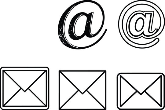 Email Contact Vector Icon Set Envelope Symbol Collection